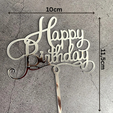 „Happy Birthday“ Caketopper – goldene Torten Dekoration mit edler Schreibschrift