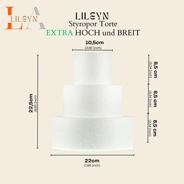 Styropor Torte 3-stöckig – Ø 22/16/10,5 cm