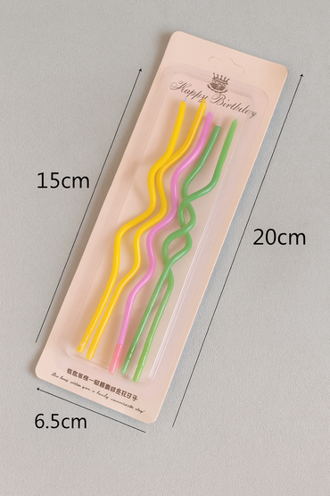 Gebogene Geburtstagskerzen in Regenbogenfarben – Wellenform, 10 Stück