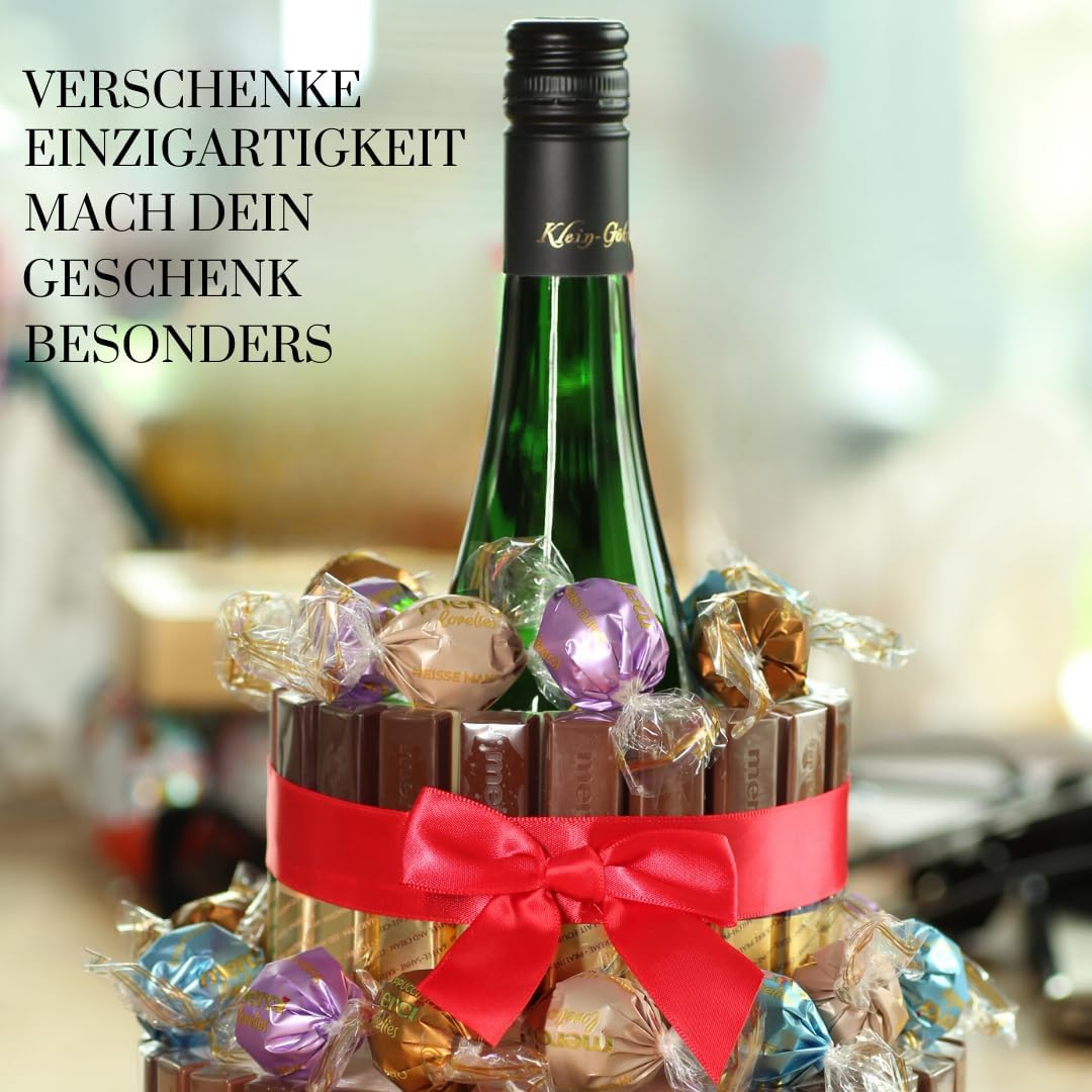 Styropor-Torte 2-stöckig mit Ø 8,5 cm Aussparung für Flaschen, Blumen & mehr – inkl. doppelseitigem Klebeband & goldenem Boden – ideal zum Basteln & als kreatives Geschenk!