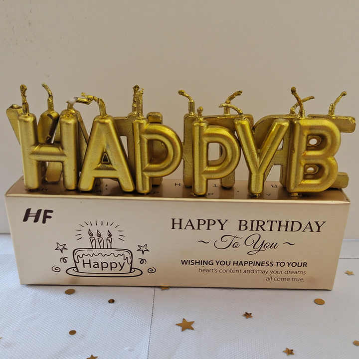 Happy Birthday Kerzen Set – Metallic Buchstabenkerzen in Gold, Silber & Roségold – Kuchendeko für Geburtstage & Feiern
