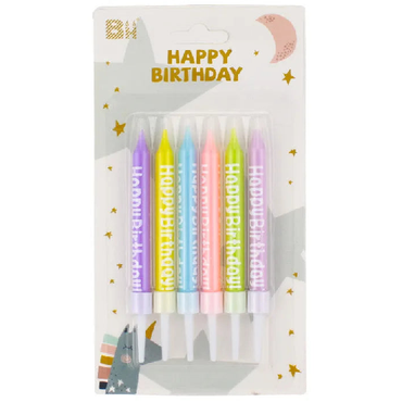 Pastellfarbene Geburtstagskerzen mit Sternen Motiv – 6 Stück
