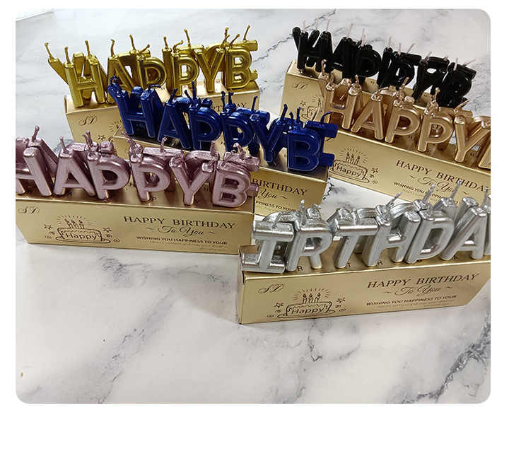 Happy Birthday Kerzen Set – Metallic Buchstabenkerzen in Gold, Silber & Roségold – Kuchendeko für Geburtstage & Feiern
