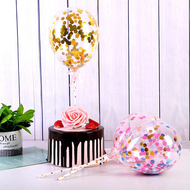 Caketopper Ballon Gold Konfetti – Tortendeko für Geburtstag, Hochzeit, Jubiläum & besondere Anlässe