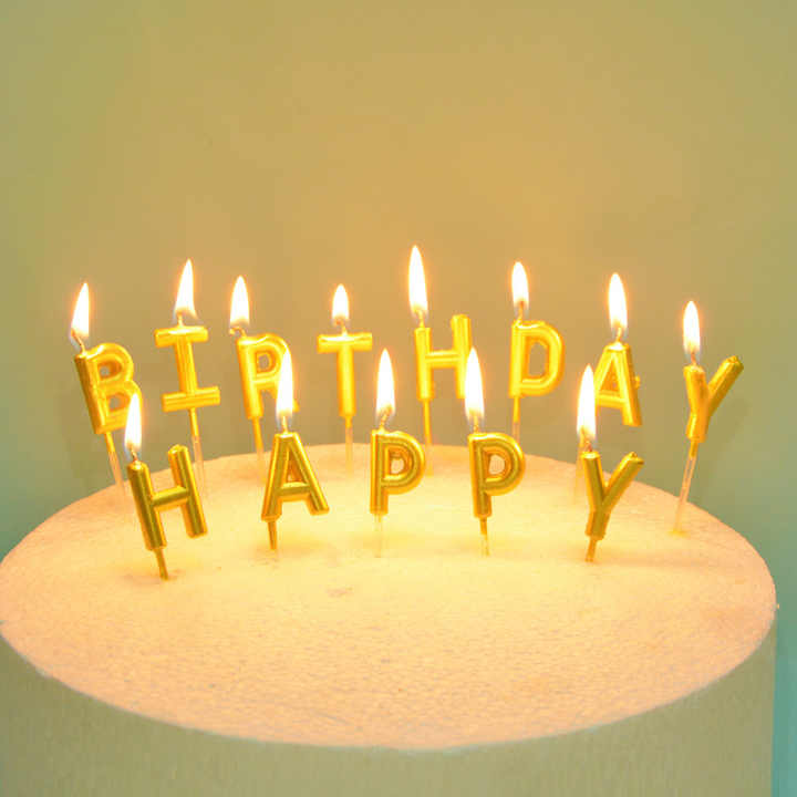 Happy Birthday Kerzen Set – Metallic Buchstabenkerzen in Gold, Silber & Roségold – Kuchendeko für Geburtstage & Feiern