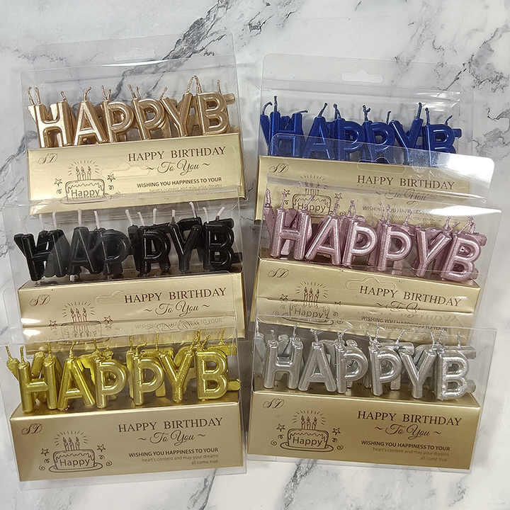 Happy Birthday Kerzen Set – Metallic Buchstabenkerzen in Gold, Silber & Roségold – Kuchendeko für Geburtstage & Feiern