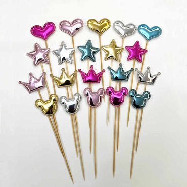 Bunte Tortenstecker – Herz, Stern, Krone & Mickey