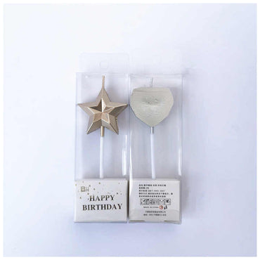 Geburtstagskerzen in Stern- & Herzform – Metallic Deko Kerzen