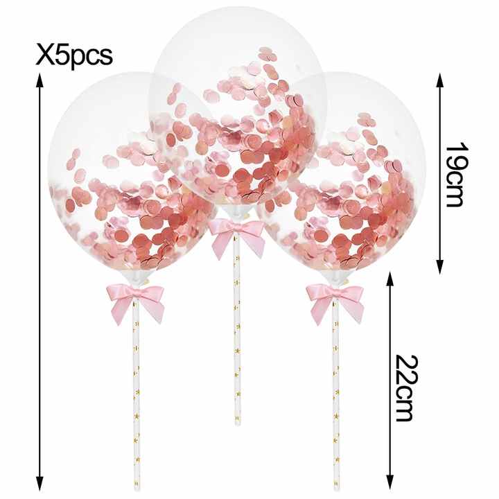 Caketopper Ballon Gold Konfetti – Tortendeko für Geburtstag, Hochzeit, Jubiläum & besondere Anlässe
