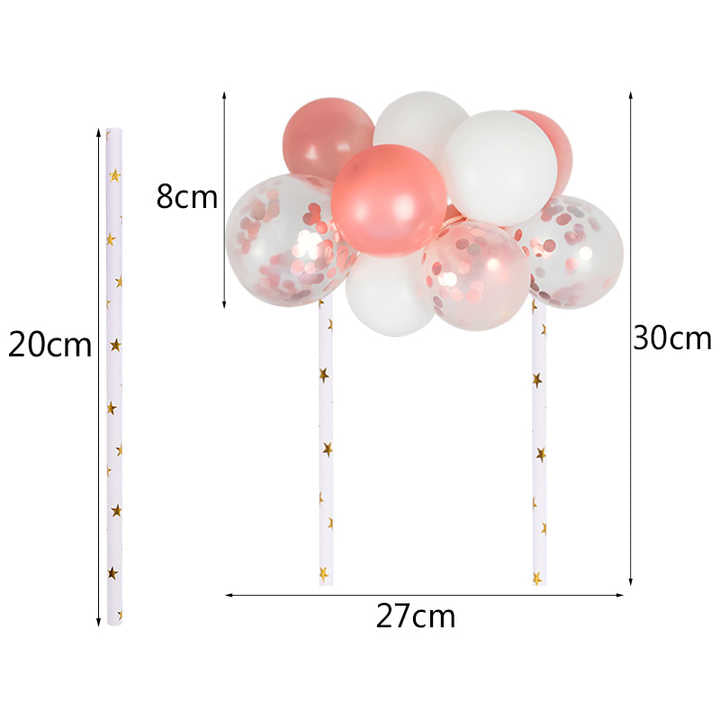 Ballon-Torten Dekoration Set – 10 Stück (je 12,7cm) nach Wahl in Gold, Roségold, Blau & Pink für Geburtstag, Hochzeit & Jubiläum