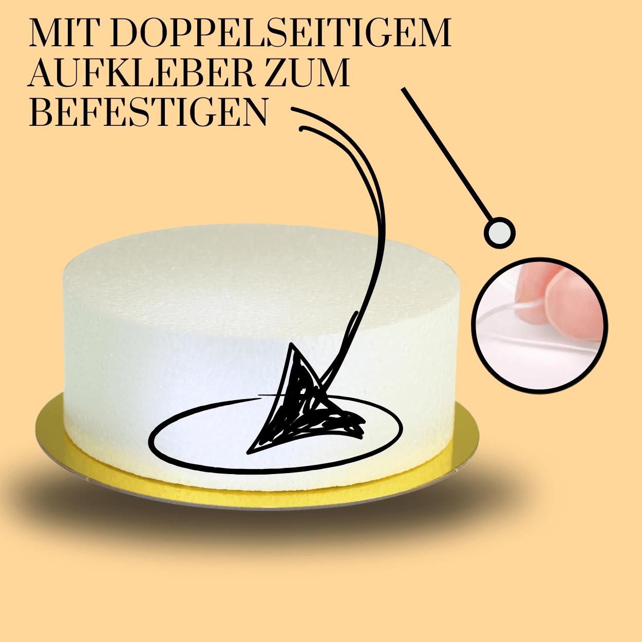 Einstöckige Styropor - Torte Ø 22 cm - mit goldenem Boden