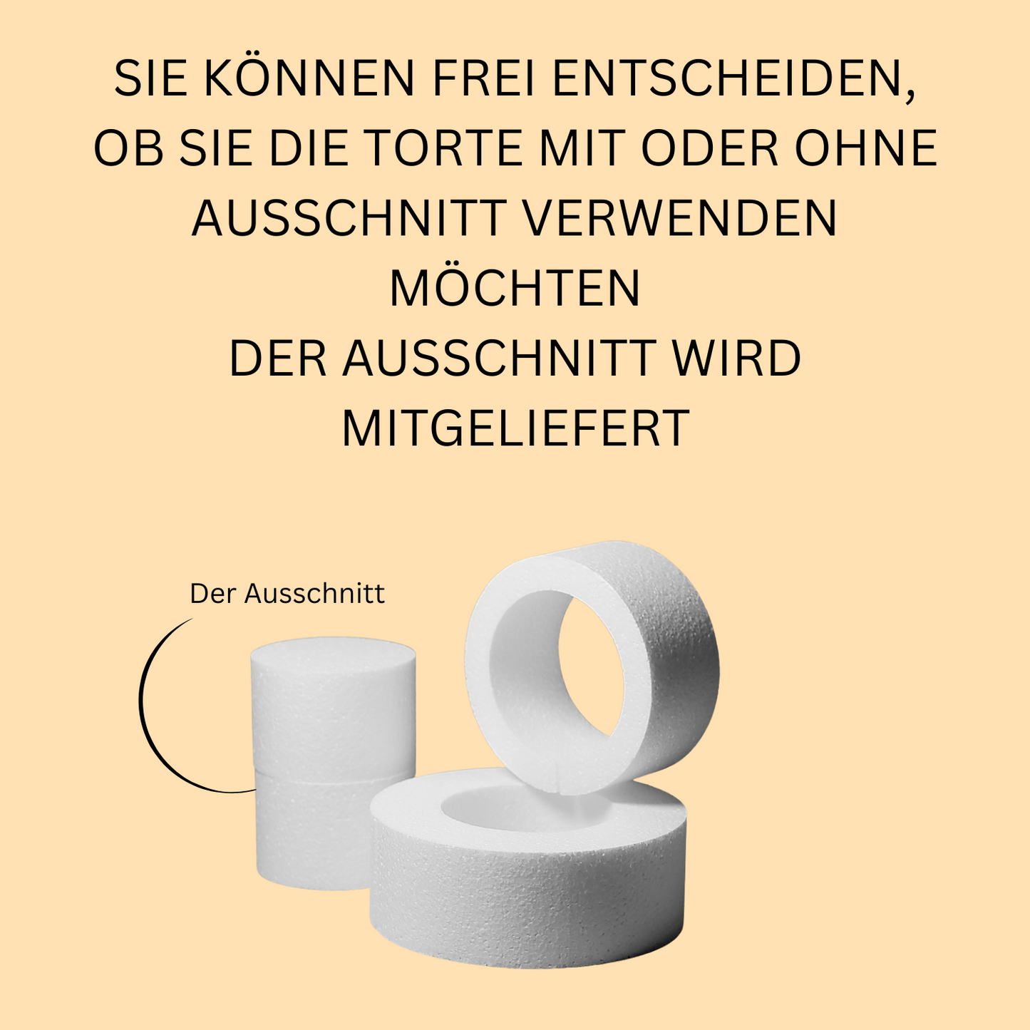 Styropor Torte 2-stöckig mit Ausschnitt – Ø 25/22/16,5 cm – 16 cm hoch – für Flaschen oder Blumen – LA LILEYN – Made in Germany