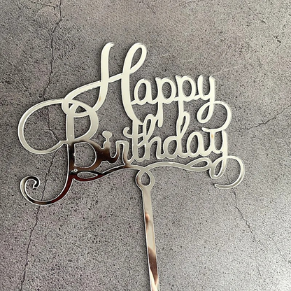 „Happy Birthday“ Caketopper – goldene Torten Dekoration mit edler Schreibschrift