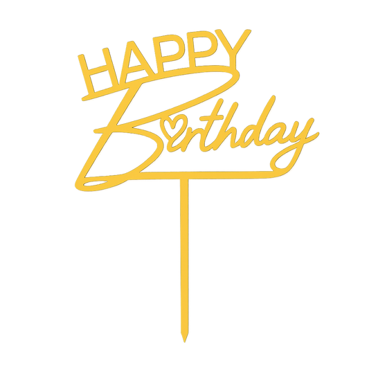 Goldene „Happy Birthday“ Torten Dekoration – 10,3 cm x 13,4 cm für Geburtstagsfeier & Jubiläum