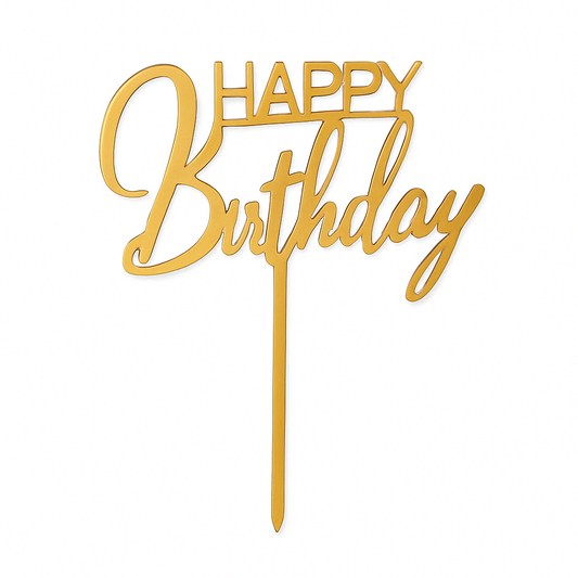 Goldene „Happy Birthday“ Torten Dekoration – 11 cm x 13,5 cm für Geburtstagsfeier & Jubiläum