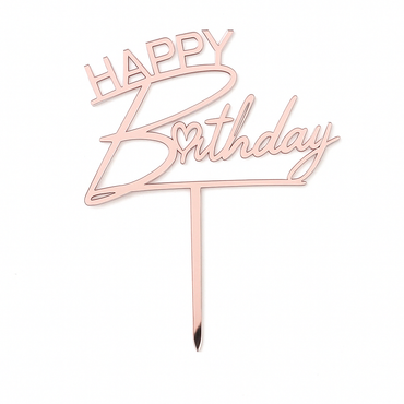 Goldene „Happy Birthday“ Torten Dekoration – 10,3 cm x 13,4 cm für Geburtstagsfeier & Jubiläum