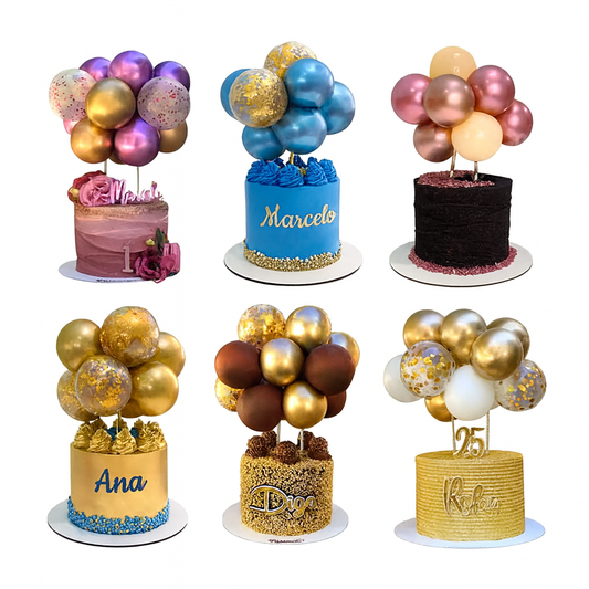 Ballon Tortendeko Set (10 Stück) – Cake Topper Ballons für Geburtstag, Hochzeit & Jubiläum
