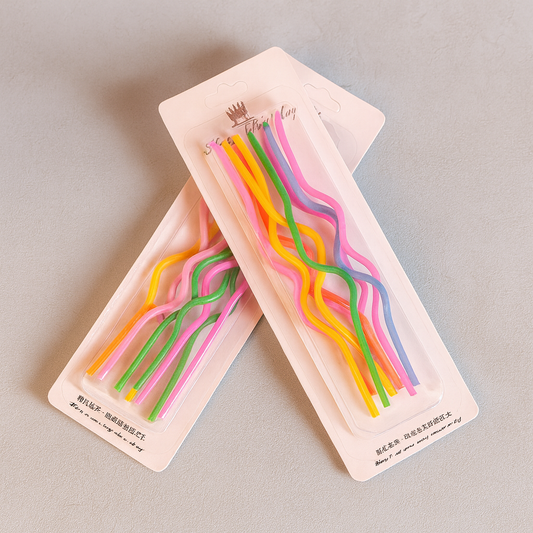 Gebogene Geburtstagskerzen in Regenbogenfarben – Wellenform, 10 Stück