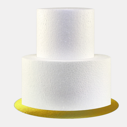 GR - Styropor Torte 2-stöckig – Ø 16 & 10,5 cm mit goldenem Boden