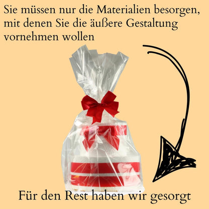 DIY Bastelbox Tortenturm – 2-stöckige Styropor-Torte zum Selbstgestalten | Kreatives Geschenkset mit Zubehör