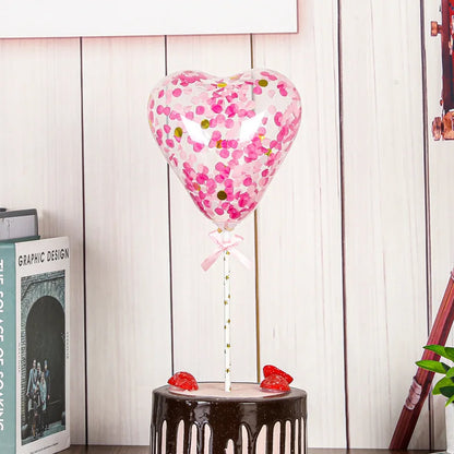 Caketopper Herz Ballon Gold Konfetti – Romantische Tortendeko für Hochzeit, Verlobung, Valentinstag & Geburtstag