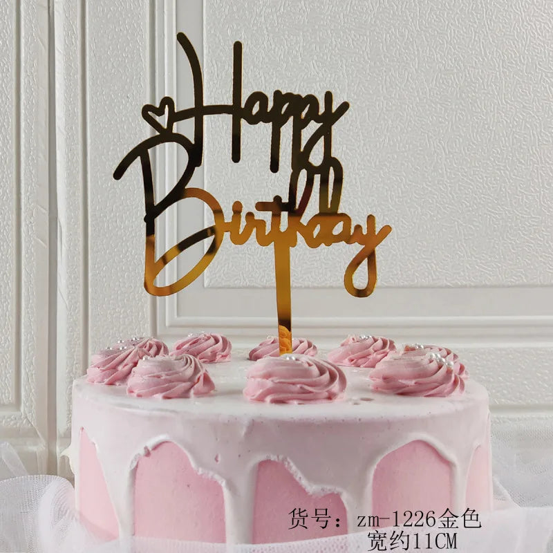 „Happy Birthday“ Caketopper – Goldene Torten Deko mit Sternen für festliche Anlässe