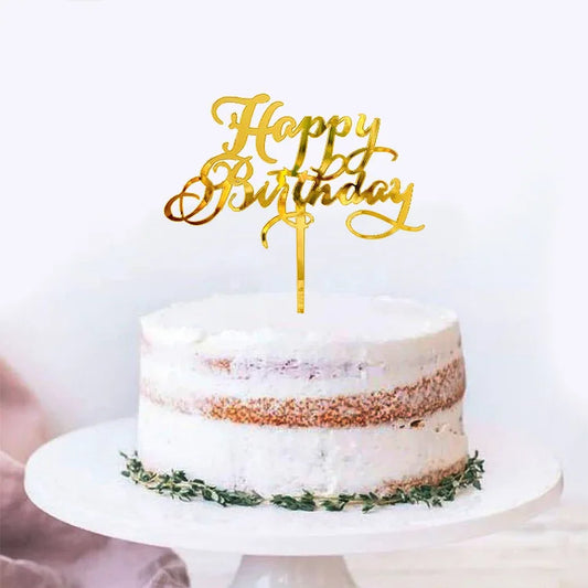 Happy Birthday Caketopper Gold – Acryl Tortenstecker mit Spiegelfinish für Geburtstag, Jubiläum & Partydeko