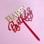 „Happy Birthday“ Caketopper – Gold-Rot mit Herz-Design für romantische Tortenmomente