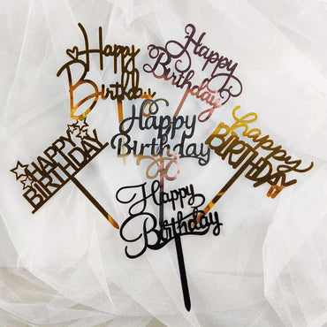 „Happy Birthday“ Caketopper – Goldene Torten Deko mit Sternen für festliche Anlässe