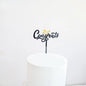 „Congrats“ Caketopper – Schwarzes Design mit goldenen Sternen für feierliche Anlässe