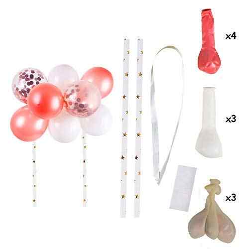 Ballon-Torten Dekoration Set – 10 Stück (je 12,7cm) nach Wahl in Gold, Roségold, Blau & Pink für Geburtstag, Hochzeit & Jubiläum