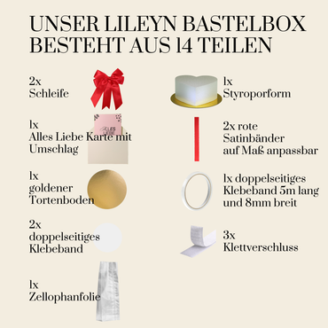 DIY Bastelbox Herzform – Styropor-Torte zum Selbermachen | Geschenkidee für Muttertag, Valentinstag & mehr