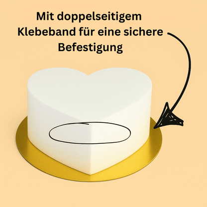 Styropor Herzform – 16 x 14,2 x 7,5 cm – mit goldenem Boden Ø 20 cm – inkl. Klebeband – LA LILEYN – Made in Germany
