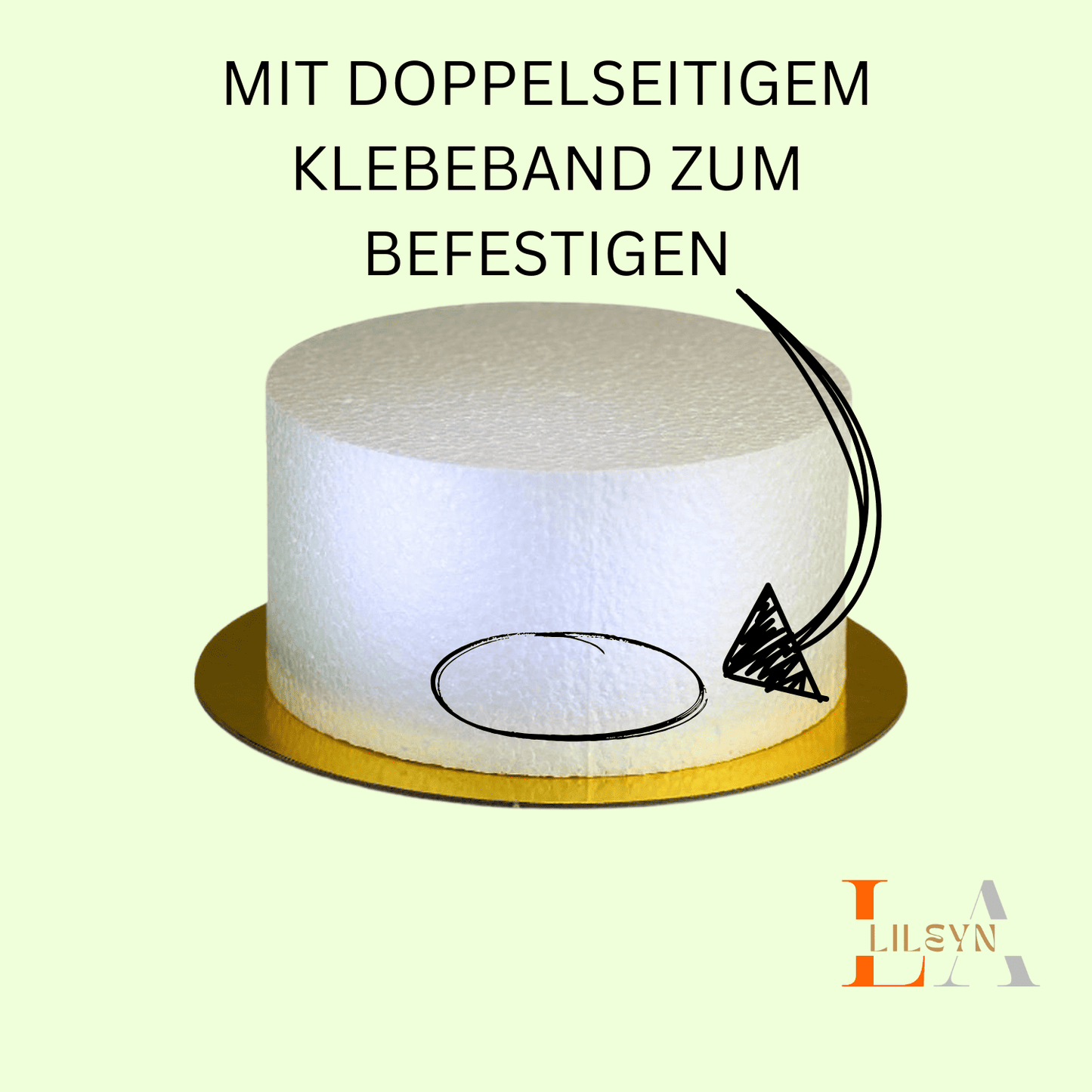 Einstöckige Styropor - Torte Ø 16 cm - mit goldenem Boden