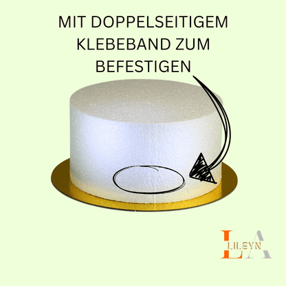 Einstöckige Styropor - Torte Ø 16 cm - mit goldenem Boden