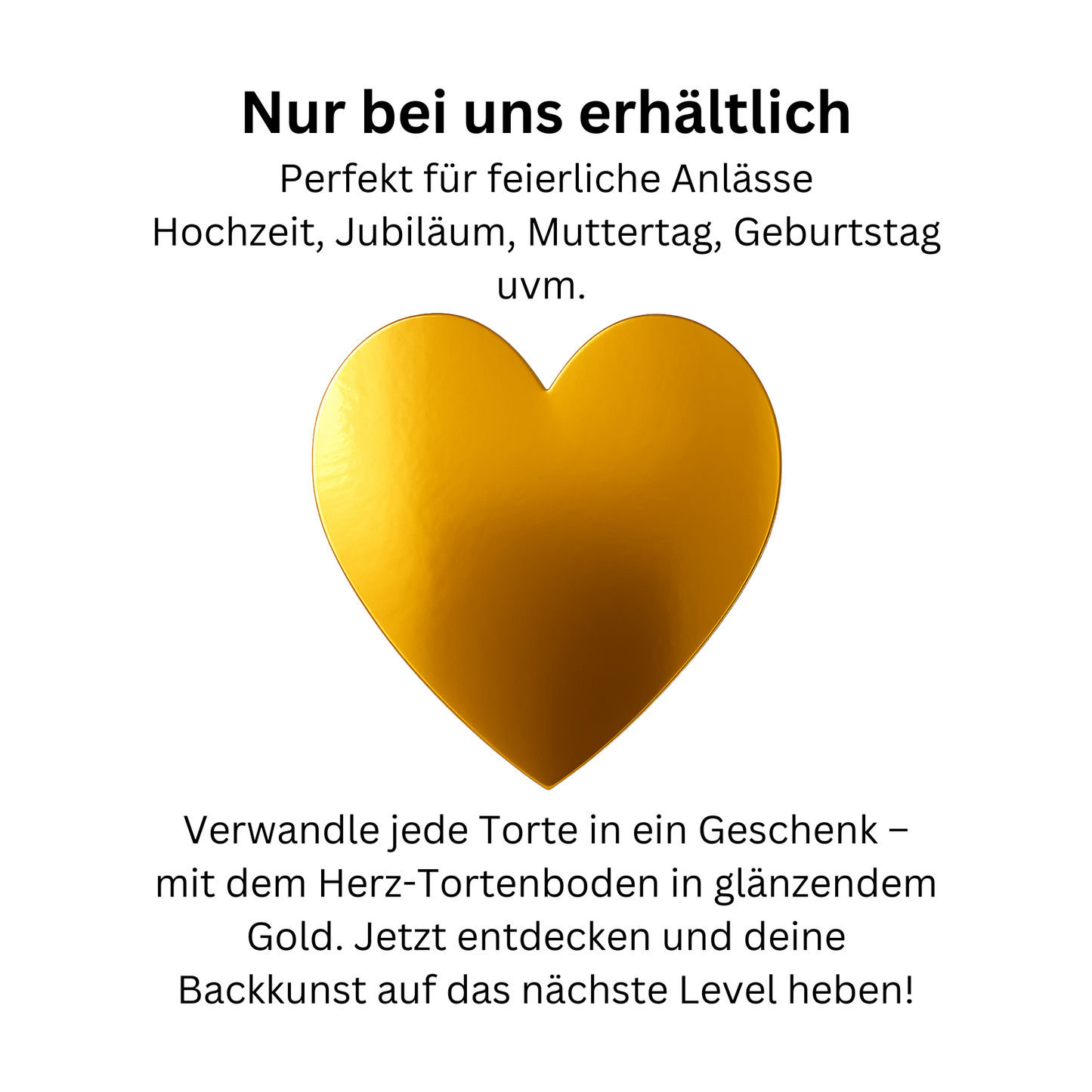 Goldener Tortenboden Herzform – 5er Set – 2 mm Stärke