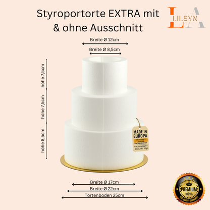 Styropor Torte 3-stöckig mit Ausschnitt