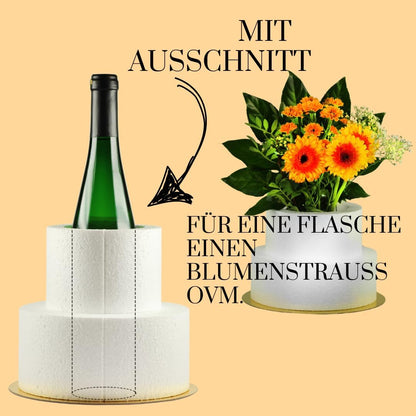 DIY Bastelbox Tortenturm mit Ausschnitt – Styropor-Torte für Flasche, Blumen & kreative Geschenke