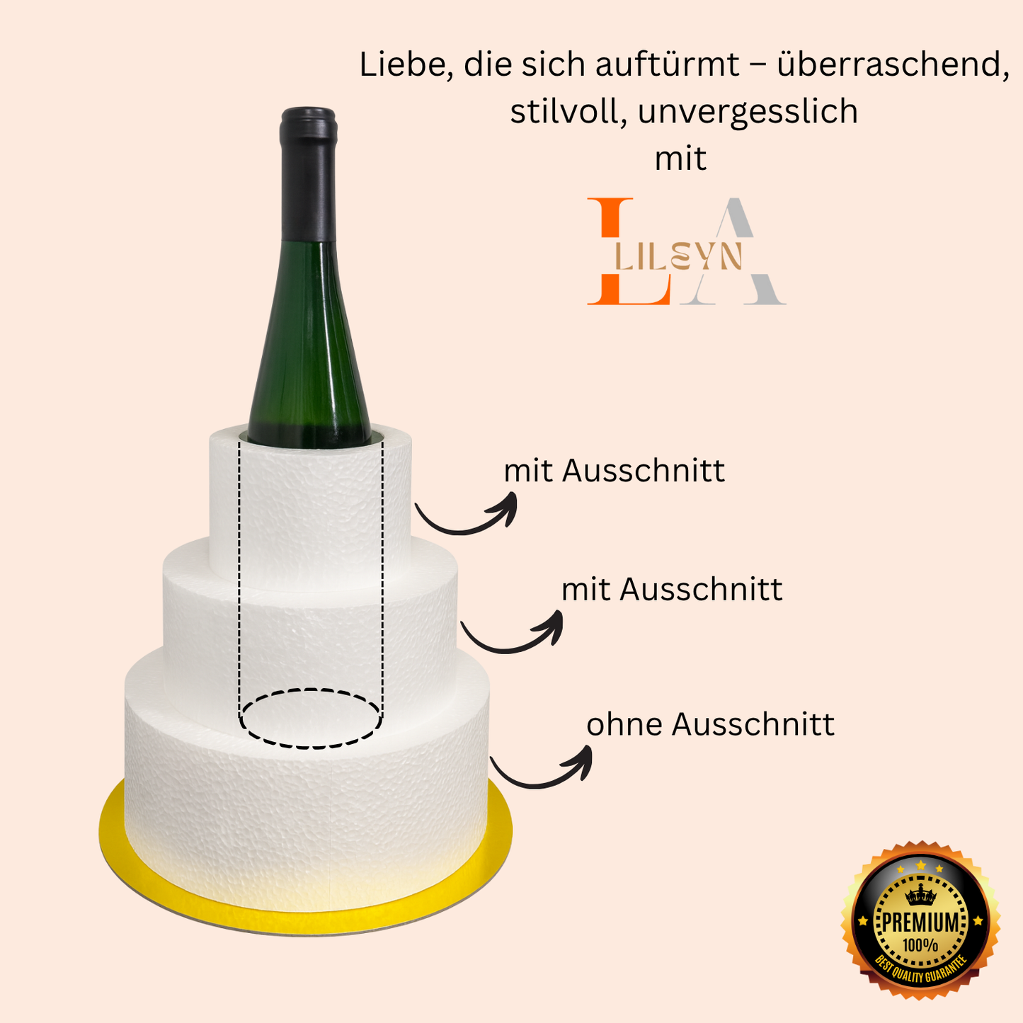 Styropor Torte 3-stöckig mit Ausschnitt