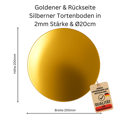 Tortenboden Rund Gold & Silber Ø20 cm – 2 mm – Elegant & Lebensmittelecht