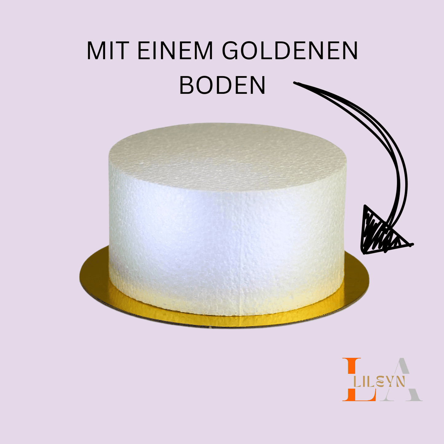 Einstöckige Styropor - Torte Ø 16 cm - mit goldenem Boden