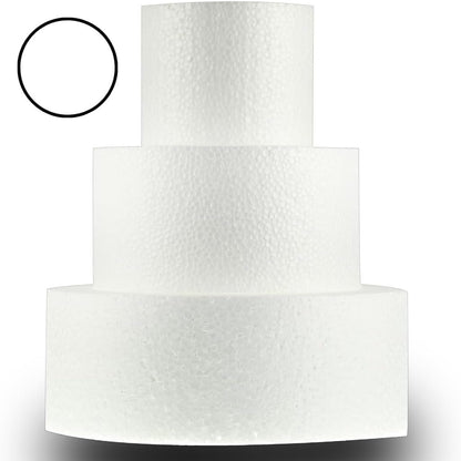 Styropor Torte 3-stöckig – Ø 22/16/10,5 cm – 25,5 cm hoch – Tortendummy mit Klebeband – LA LILEYN – Made in Germany