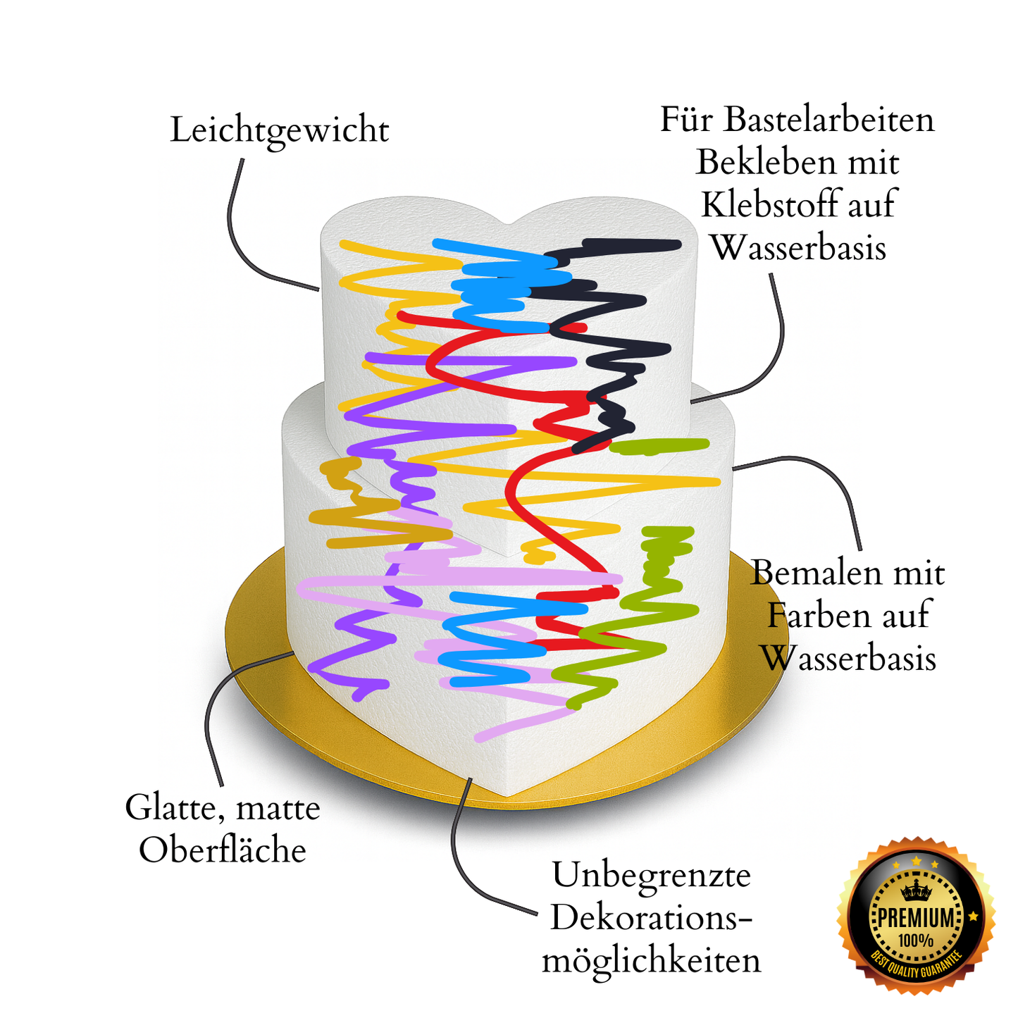 Styropor Herzform 2-stöckig – DIY Geschenkbox & Geldgeschenk