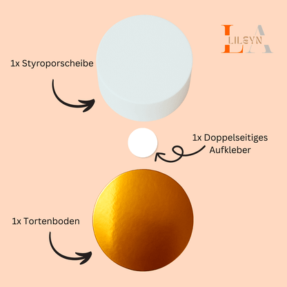 Einstöckige Styropor - Torte Ø 16 cm - mit goldenem Boden