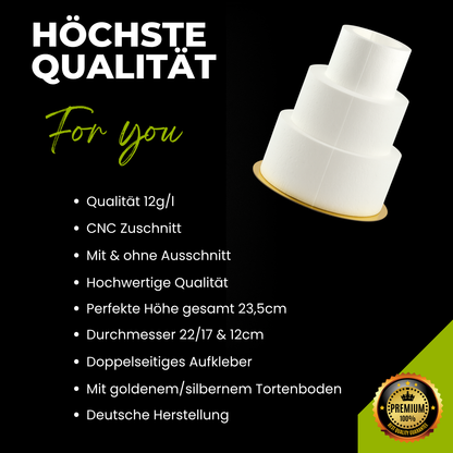 Styropor Torte 3-stöckig mit Ausschnitt